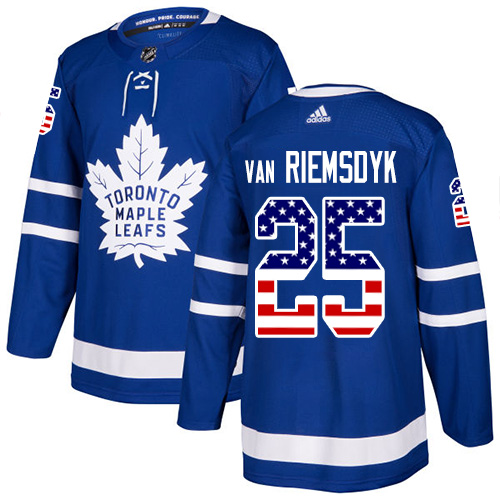 Adidas Maple Leafs #25 James Van Riemsdyk Blue Home Authentic USA Flag Stitched NHL Jersey - Click Image to Close